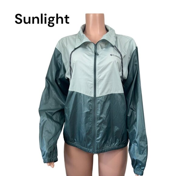 Columbia Thin Jacket Women SZ L Green Windbreaker Full Zip Outdoor Athletic - Picture 12 of 14
